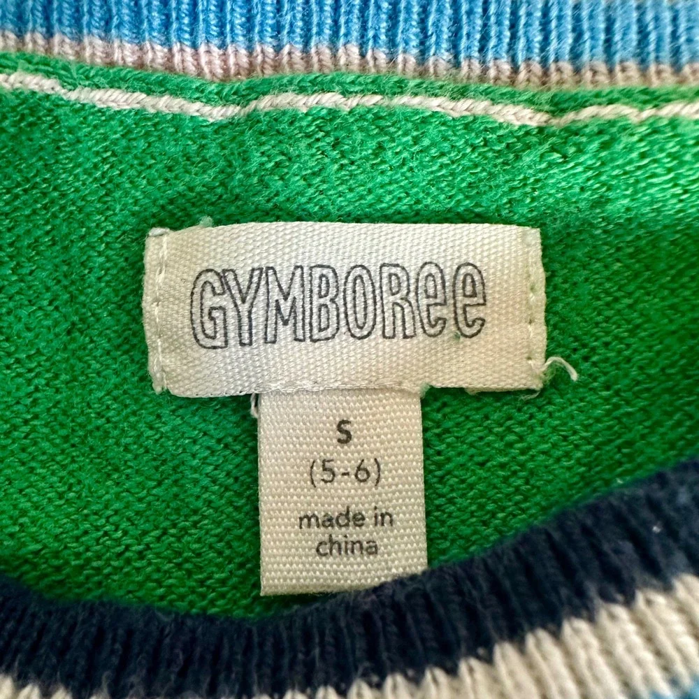 Gymboree Amour Intarsia Knit Sweater Girls Size‎ S 5-6 Green Striped